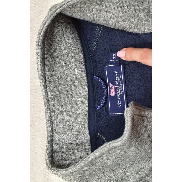 Vineyard Vines Men's XXL 1/4 Zip Pullover Gray Long Sleeve Sweater Polyester - Picture 7 of 8
